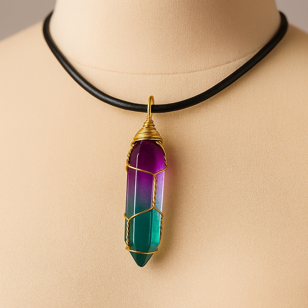 Gold Tone Wire Crystal Wrapped Pendant Necklace 18-in – Women’s Fashion Jewelry